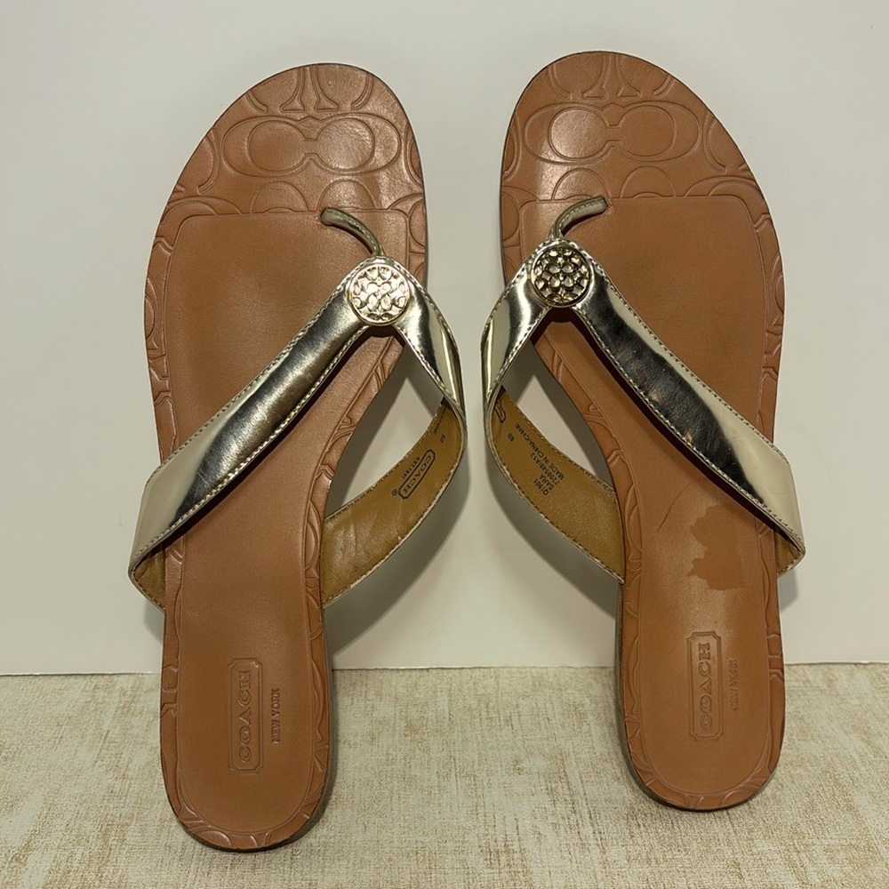 Coach Womens "Sara" Sandals Silver Size 8